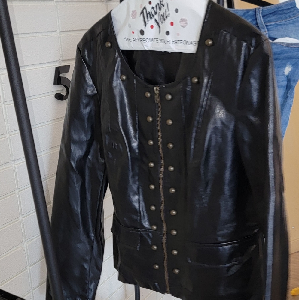 vintage black leather jacket